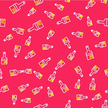 Çizgi fırçası simgesi kırmızı arkaplanda izole edilmiş pürüzsüz desen. Vektör