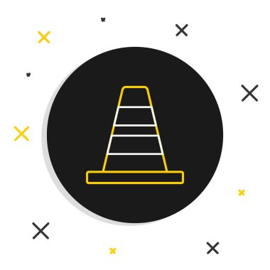 Beyaz arkaplanda çizgi trafik konisi simgesi izole edildi. Renkli taslak konsepti. Vektör