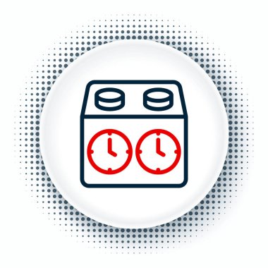 Satır Zamanı satranç saati simgesi beyaz arkaplanda izole edildi. Spor malzemeleri. Renkli taslak konsepti. Vektör