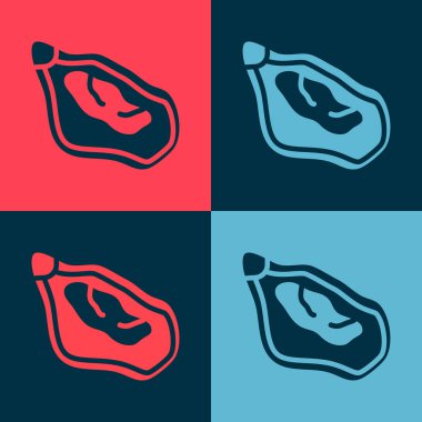 Pop Art Mussel simgesi renk arkaplanında izole edildi. Taze deniz ürünleri. Vektör.