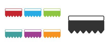 Siyah Sünger simgesi beyaz arkaplanda izole edildi. Bulaşık yıkamak için bir tutam Bast. Temizlik servisi logosu. Simgeleri renklendirin. Vektör