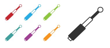 Siyah Teleskopik baton simgesi beyaz arkaplanda izole edildi. Simgeleri renklendirin. Vektör