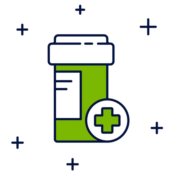 Filled Outline Medicine Bottle Icon Isolated White Background Bottle Pill — Vector de stock