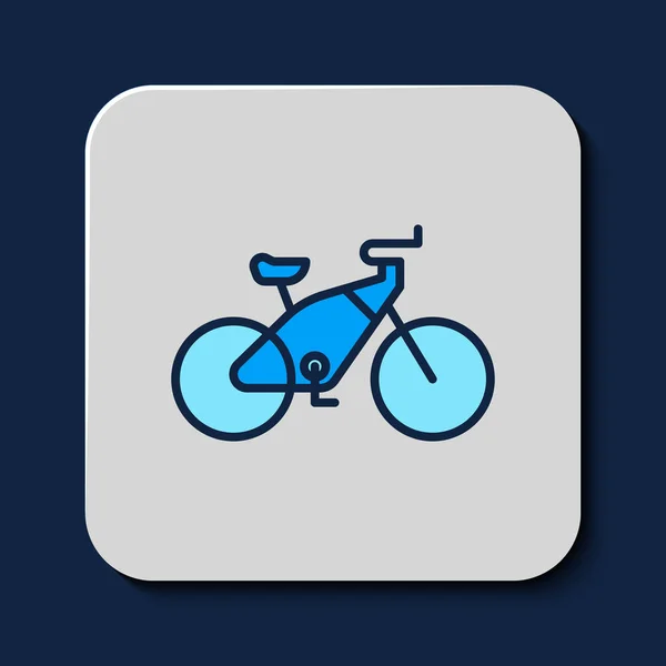 Contour Rempli Icône Vélo Isolé Sur Fond Bleu Course Vélo — Image vectorielle