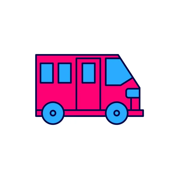 Filled Outline School Bus Icon Isolated White Background Public Transportation — стоковый вектор