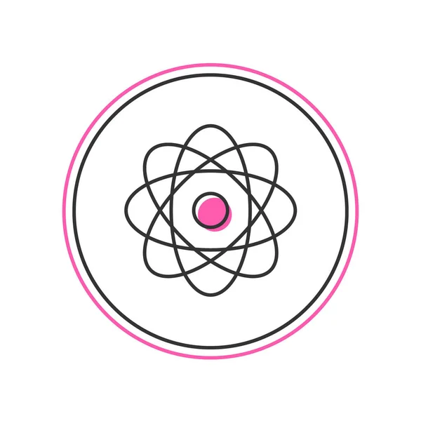 填充轮廓原子图标孤立在白色背景 核物理学 科学研究的象征 — 图库矢量图片