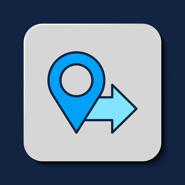 Filled Outline Map Pin Icon Isolated Blue Background Navigation Pointer — Vetor de Stock