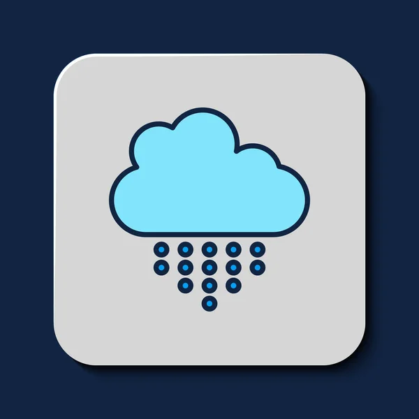 Filled Outline Cloud Rain Icon Isolated Blue Background Rain Cloud — Διανυσματικό Αρχείο