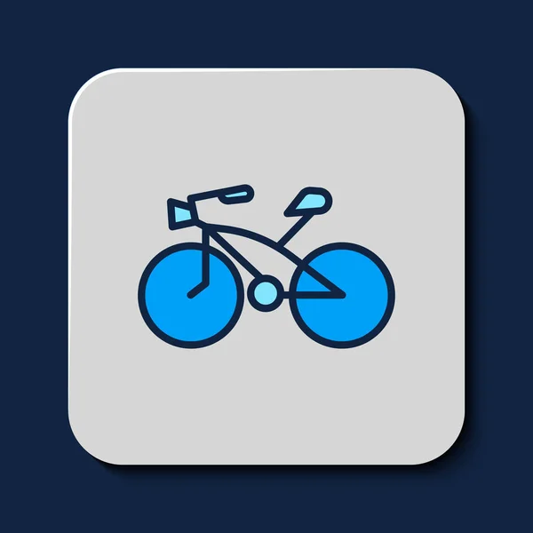 充填されたアウトライン青い背景に隔離された自転車アイコン 自転車レースだ 極端なスポーツだ スポーツ用具 ベクトル — ストックベクタ