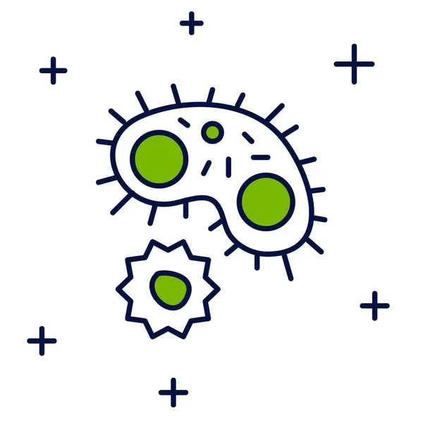 Esquema Rellenado Icono Virus Aislado Sobre Fondo Blanco Virus Corona — Vector de stock