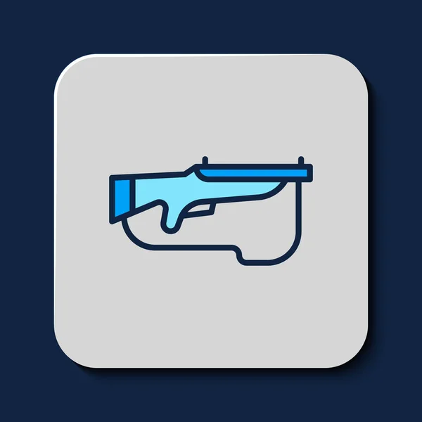 stock vector Filled outline Biathlon rifle icon isolated on blue background. Ski gun.  Vector