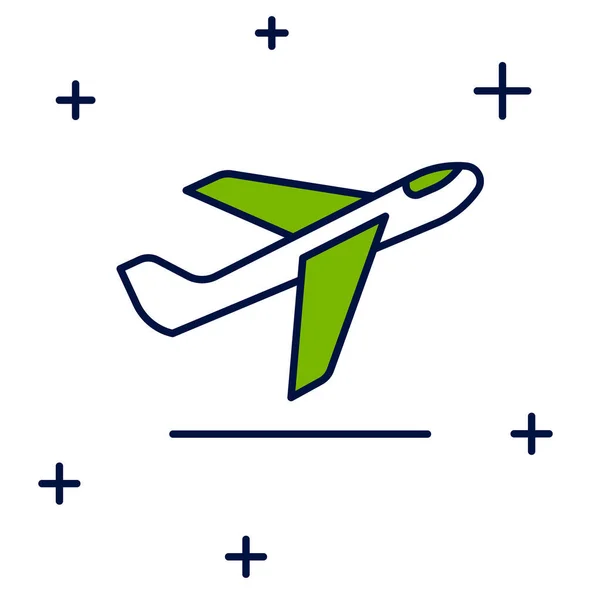Filled Outline Plane Takeoff Icon Isolated White Background Airplane Transport — Stock vektor