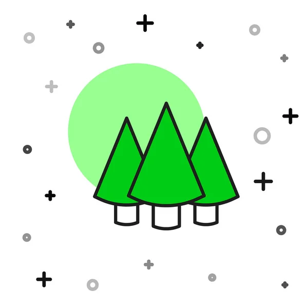 Esquema Rellenado Icono Del Árbol Navidad Aislado Sobre Fondo Blanco — Vector de stock