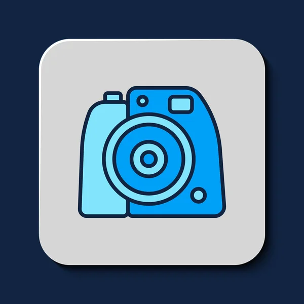 Filled Outline Photo Camera Icon Isolated Blue Background Foto Camera — Stockový vektor