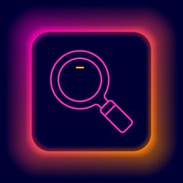 stock vector Glowing neon line Magnifying glass icon isolated on black background. Search, focus, zoom, business symbol. Colorful outline concept. Vector