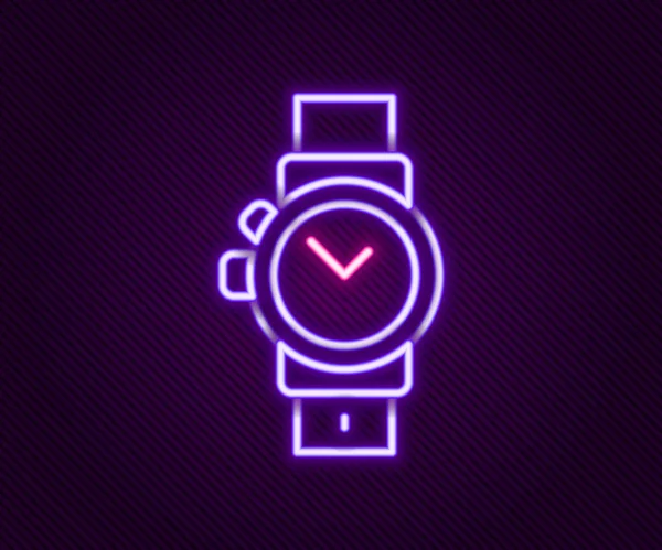 Leuchtende Neon Linie Armbanduhr Symbol Isoliert Auf Schwarzem Hintergrund Armbanduhr — Stockvektor