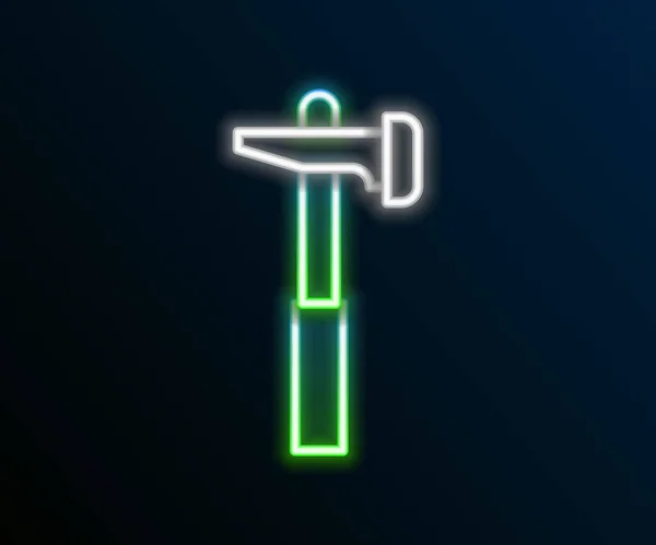 Glowing Neon Line Hammer Icon Isolated Black Background Tool Repair — Stock Vector