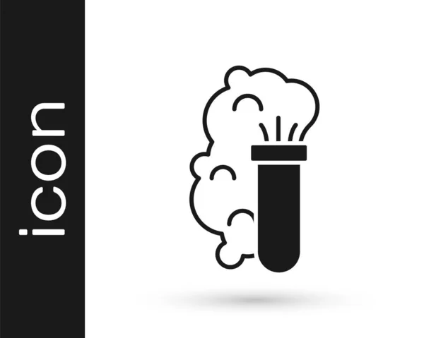 Expérience Chimique Noire Explosion Dans Icône Flacon Isolée Sur Fond — Image vectorielle