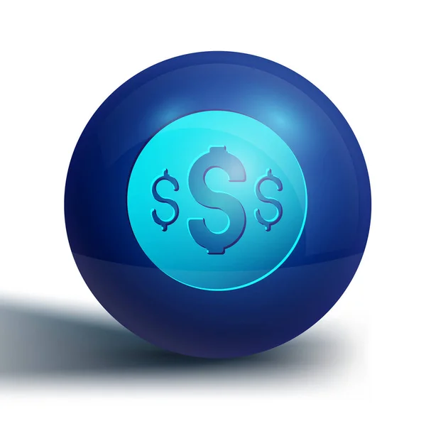 Icône Symbole Dollar Bleu Isolé Sur Fond Blanc Espèces Argent — Image vectorielle