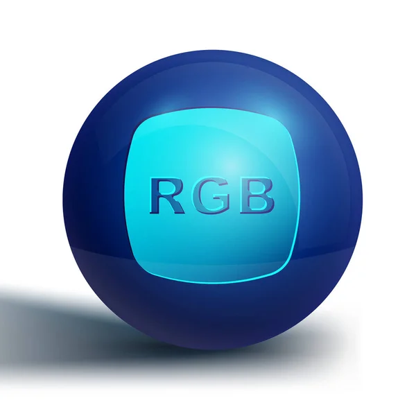 白の背景に隔離されたRgbとCmyk色の混合アイコンとブルースピーチバブル 青い丸ボタン ベクトル — ストックベクタ