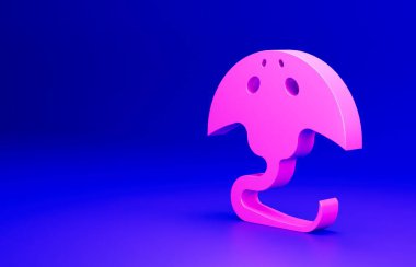 Pembe Stingray simgesi mavi arkaplanda izole edilmiş. Minimalizm kavramı. 3 Boyutlu resimleme.
