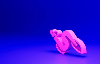 Mavi arka planda izole edilmiş pembe yılan balığı ikonu. Minimalizm kavramı. 3 Boyutlu resimleme.