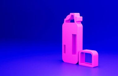 Mavi arkaplanda pembe tıraş köpüğü simgesi var. Tıraş köpüğü. Minimalizm kavramı. 3 Boyutlu resimleme.