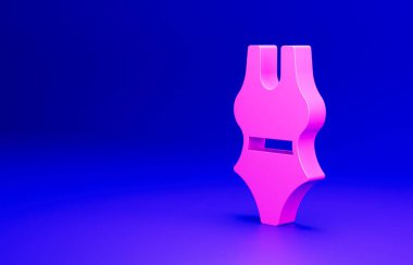 Mavi arkaplanda izole edilmiş pembe mayo ikonu. Minimalizm kavramı. 3 Boyutlu resimleme.