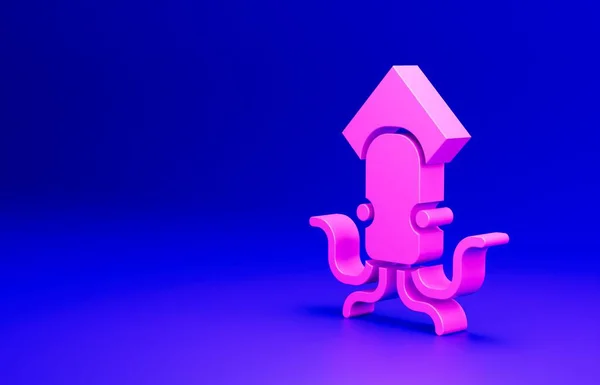 Roze Octopus Pictogram Geïsoleerd Blauwe Achtergrond Minimalisme Concept Weergave Illustratie — Stockfoto