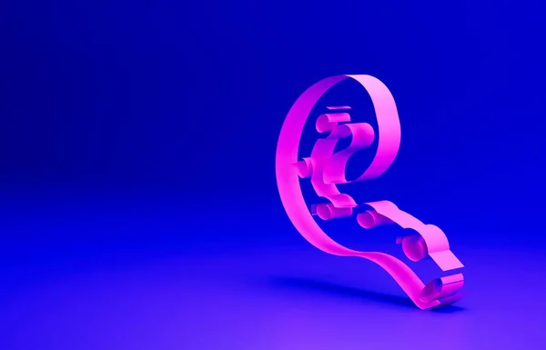 Pink Octopus of tentacle icon isolated on blue background. Minimalism concept. 3D render illustration.
