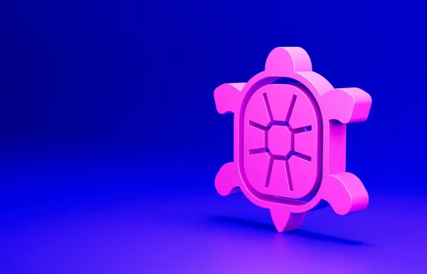 Pink Turtle icon isolated on blue background. Minimalism concept. 3D render illustration.