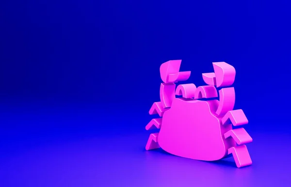 Icône Crabe Rose Isolée Sur Fond Bleu Concept Minimalisme Illustration — Photo