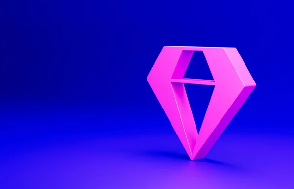 Icono Diamante Rosa Aislado Sobre Fondo Azul Símbolo Joyería Piedra — Foto de Stock