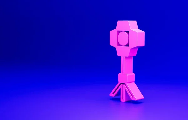 Pink Studio Glühbirne Softbox Symbol Isoliert Auf Blauem Hintergrund Design — Stockfoto