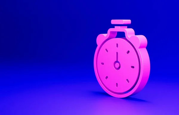 Rosa Stopwatch Ikon Isolerad Blå Bakgrund Tidtagarskylt Kronometertecken Minimalistiskt Koncept — Stockfoto