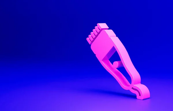 Rosa Elektrische Haarschneidemaschine Oder Rasierer Symbol Isoliert Auf Blauem Hintergrund — Stockfoto