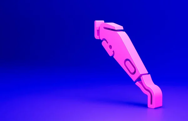 Roze Elektrische Tondeuse Scheerapparaat Pictogram Geïsoleerd Blauwe Achtergrond Barbershop Symbool — Stockfoto