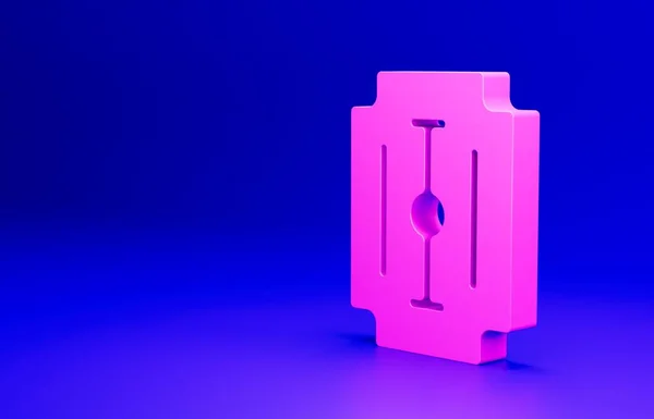 Icono Navaja Pink Blade Aislado Sobre Fondo Azul Concepto Minimalista — Foto de Stock