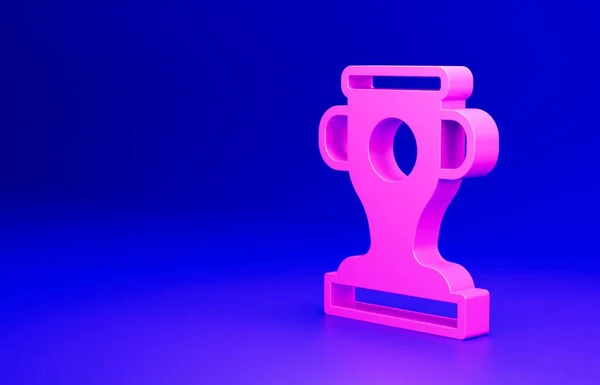 Ikona Pink Award Niebieskim Tle Symbol Zwycięzcy Mistrzostwa Lub Trofeum — Zdjęcie stockowe