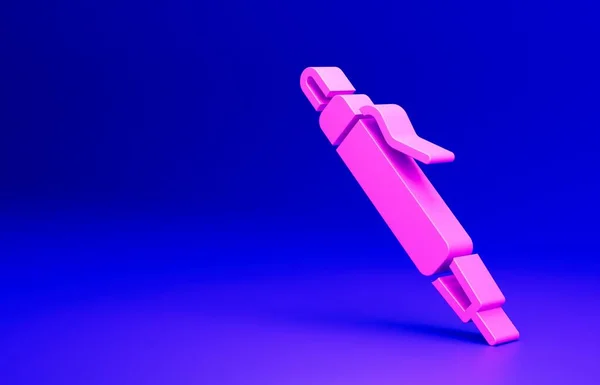 Pinkes Stift Symbol Isoliert Auf Blauem Hintergrund Minimalismus Konzept Darstellung — Stockfoto