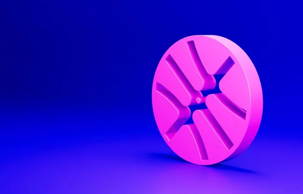 stock image Pink Basketball ball icon isolated on blue background. Sport symbol. Minimalism concept. 3D render illustration.