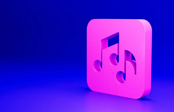ピンクの音楽ノート 青の背景に隔離されたトーンアイコン 最小限の概念 3Dレンダリング図 — ストック写真