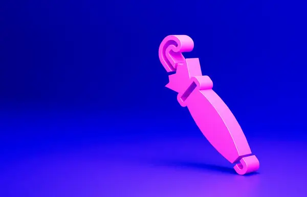 ピンクの傘のアイコンは青の背景に隔離された 保険の概念 防水アイコン セキュリティの概念 最小限の概念 3Dレンダリング図 — ストック写真