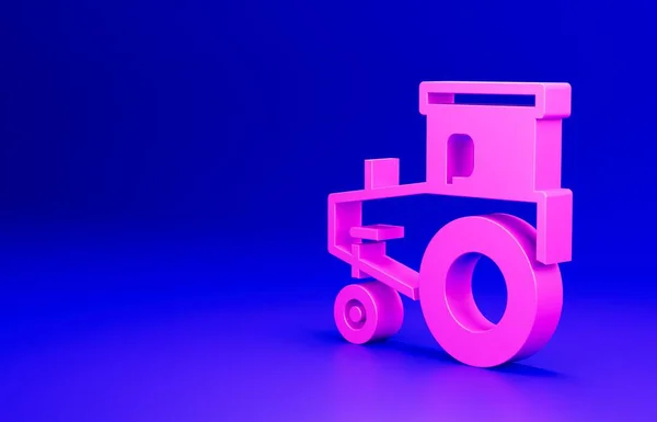 Рожева Піктограма Трактора Ізольована Синьому Фоні Концепція Мінімалізму Ілюстрація Рендеринга — стокове фото