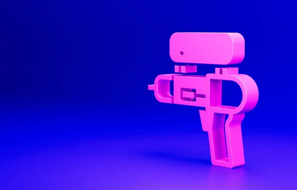 Pistola Agua Rosa Icono Aislado Sobre Fondo Azul Concepto Minimalista — Foto de Stock