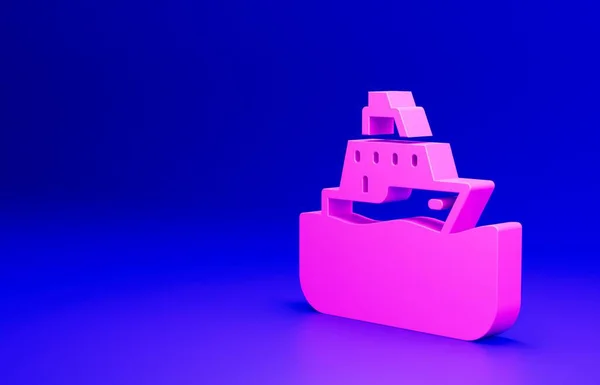 Pinkfarbenes Kreuzfahrtschiff Symbol Auf Blauem Hintergrund Reisetourismus Nautischer Transport Fahrgastschiff — Stockfoto