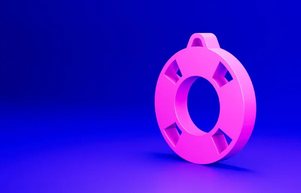 Розовая Иконка Lifebuoy Выделена Синем Фоне Символ Пояса Концепция Минимализма — стоковое фото