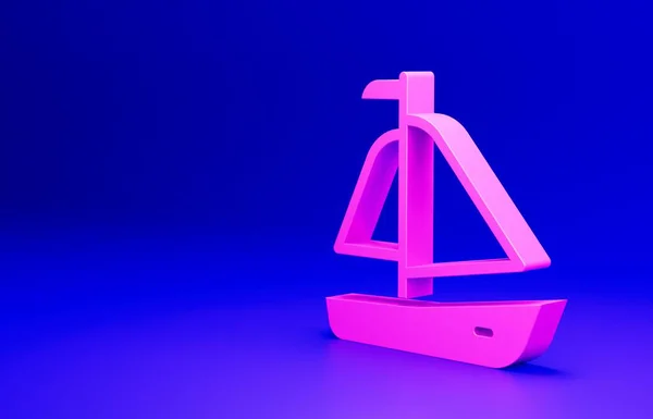 Pinkfarbenes Segelboot Oder Segelschiff Symbol Auf Blauem Hintergrund Segel Boot — Stockfoto