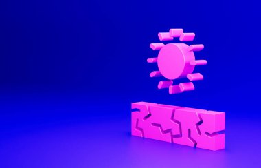 Pembe Kuraklık simgesi mavi arkaplanda izole edildi. Minimalizm kavramı. 3 Boyutlu resimleme.