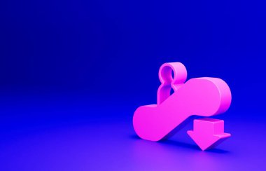 Pembe Yürüyen Merdiven mavi arka planda izole edilmiş bir simge. Minimalizm kavramı. 3 Boyutlu resimleme.